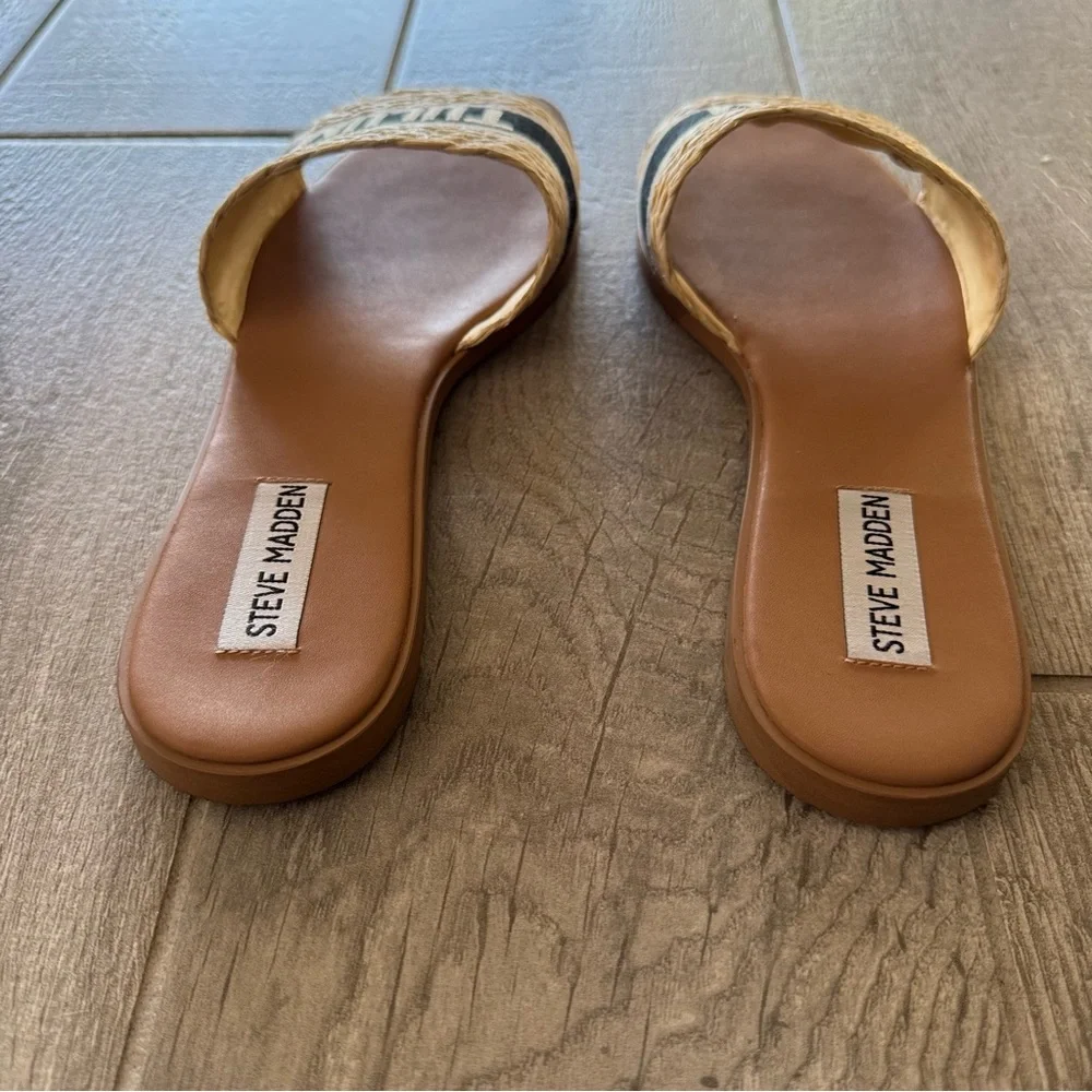 Steve Madden Knox Tulum Tan and Black Slide Sandals - Picture 3 of 7